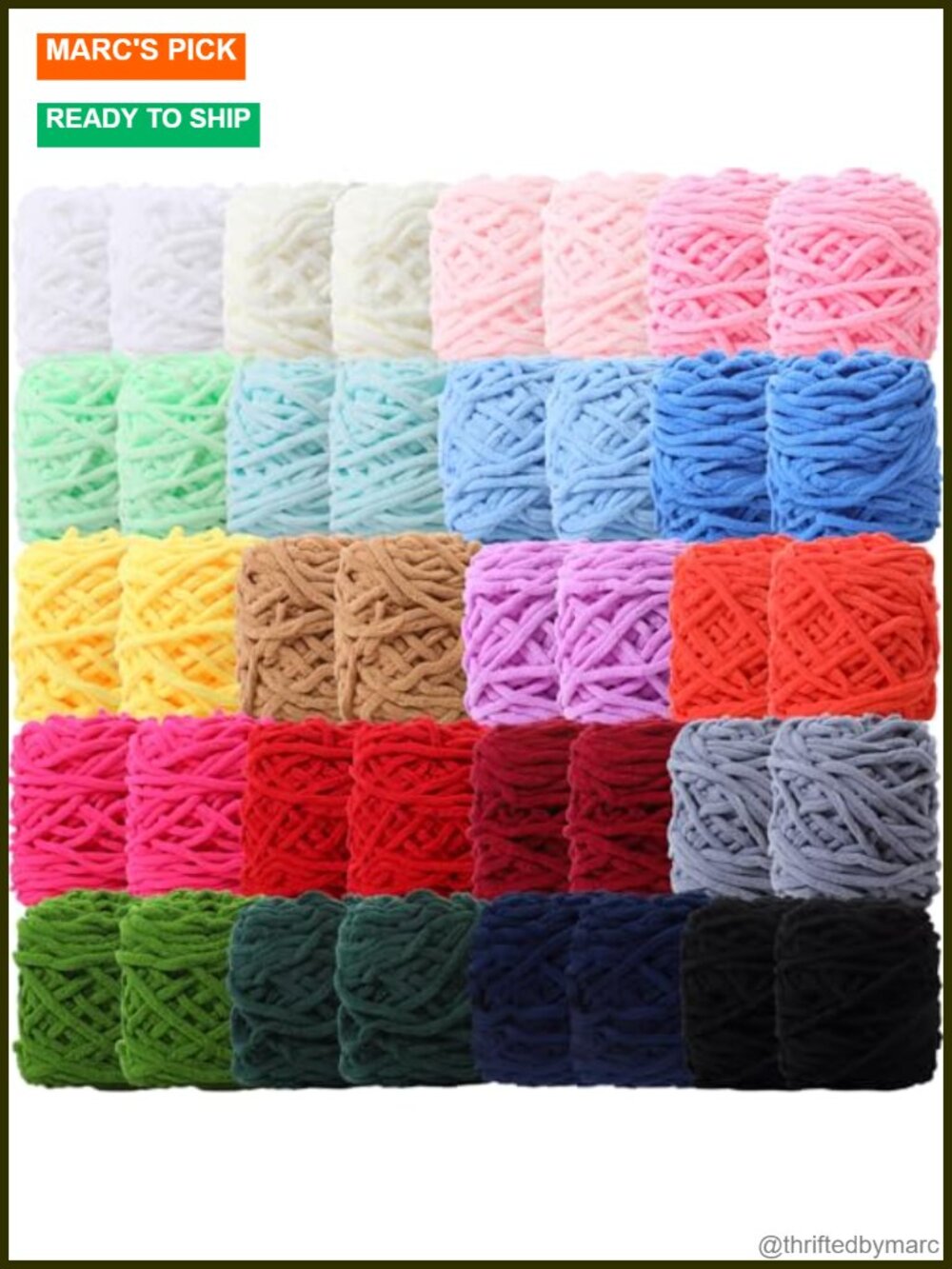 Chenille Yarn 40 Skeins Soft Bulky Thick Fluffy for Crocheting Knitting DIY